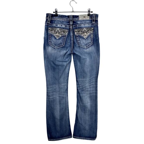 Miss Me Denim - Vtg Y2K Miss Me Loose Fit Bedazzled Sequin Faded Grunge Mcbling Mid Rise Jeans